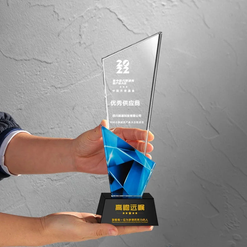Wholesale Crystal Glass Trophies Factory Price Knife Shape Series Free Engraving Creative Competition Souvenirs