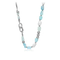 Hot Selling Healing Stones Necklace Custom Natural Blue Gemstone Necklace Stainless Steel Beaded Necklace Women