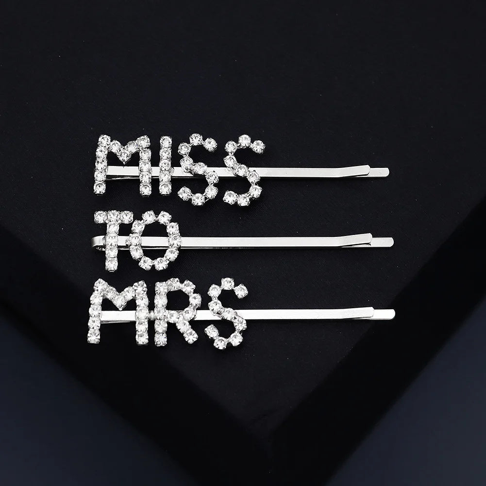 Wholesale Bling Wedding Crystal Bridal Styling Barrette Letter Hair Clips Rhinestone Hair Pins Set for Girls Accessories