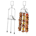 Semi-Automatic Stainless Steel Skewer Kebab Grill Fork Outdoor Plastic BBQ Tools for Home & Restaurant for Party Use