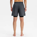 Men's Fake Two Piece Fitness Shorts Tight Fitting High Elasticity Basketball Running Training Pants Quick Drying Double-layer