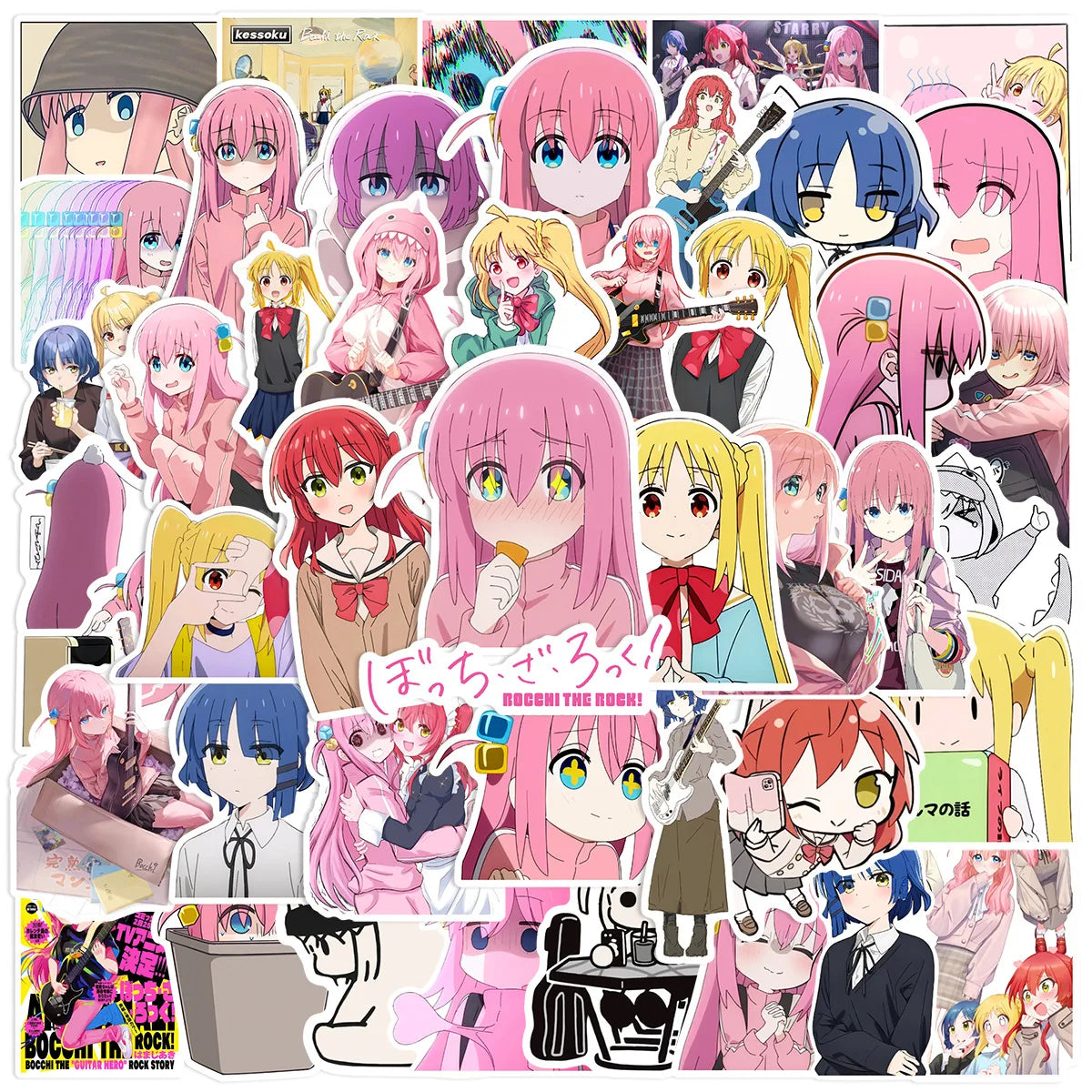 50PCS New Animation Cute Anime Girl Decals for Teens Car Laptop Bottle Decorative Bocchi the Rock Sticker