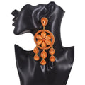 Trendy Exaggerated Geometric Super Large Bling Round Flower Rhinestone Drop Earrings Women