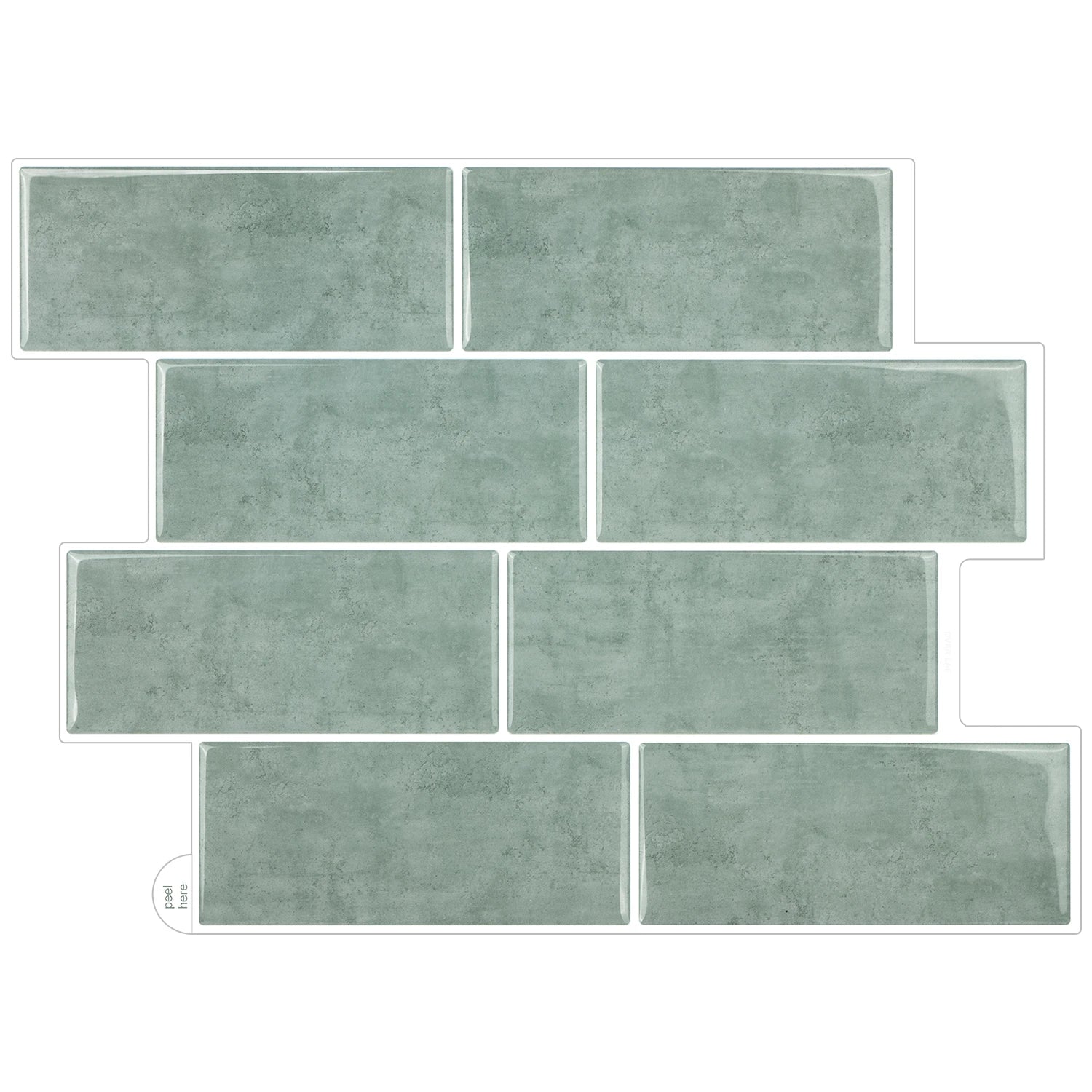 11.56*8.38 Inch Light Green Marble Subway Peel and Stick Wall Tiles Self Adhesive Stick on Kitchen Bathroom