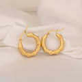 Fashion Stainless Steel Earrings Hypoallergenic 18K Gold Plated Hollow Bamboo Hoop Earrings Jewelry