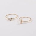 Ins Style Simple Thin Stainless Steel Water Drop Eye Shape One Stone Ring for Girls