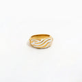 Joolim Jewelry Wholesale 18K Gold Plated Zebra Enamel Non Tarnish Stainless Steel Band Rings for Women