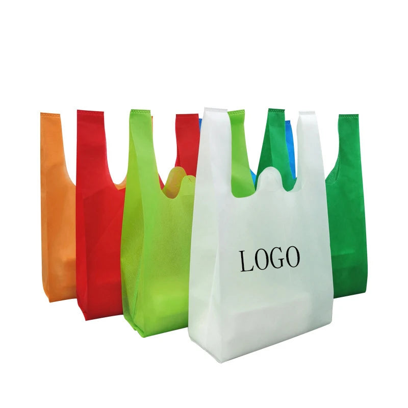 Wholesale Wholesale Poly Non-woven Shopping Vest Bag T Shirt Bag for Grocery Store