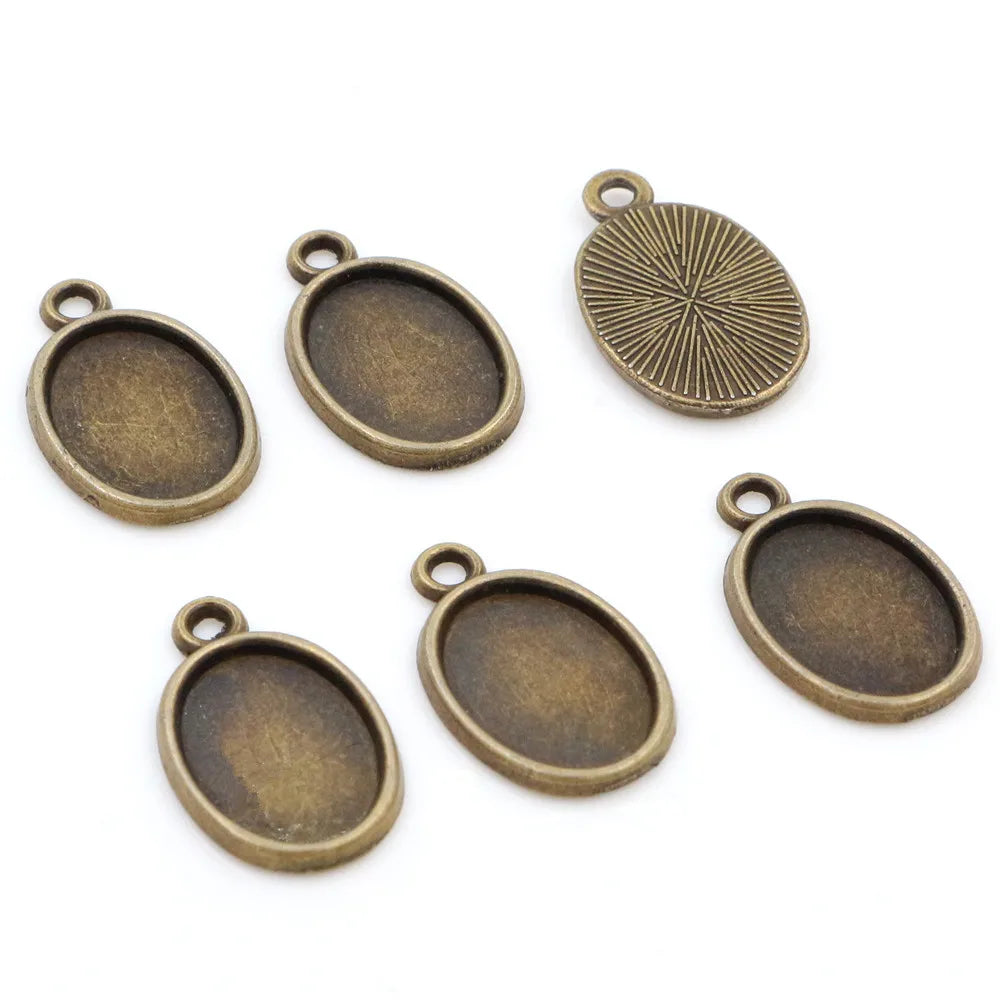 10x14mm Inner Size Antique Silver Plated Bronze One Loop Style Cameo Cabochon Base Setting Pendant Necklace Findings