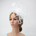 Women Lady Flower Headwear Color Matching Feather Wedding Bridal Dance Party Hair Fascinator Headband