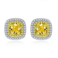 18K White Gold Plated Square Cubic Zirconia Stud Earrings for Women