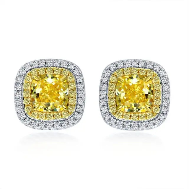 18K White Gold Plated Square Cubic Zirconia Stud Earrings for Women
