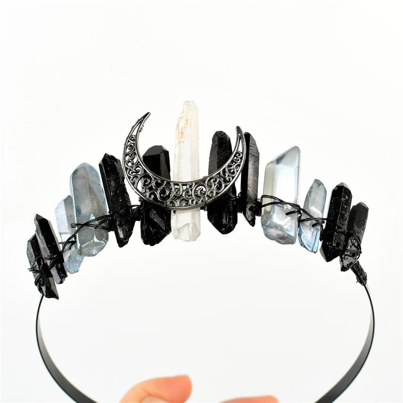New Witch Crystal Lady Moon Crown European and American Style Bride Hair Accessories Pure Crystal Polished Hair Band Souvenir