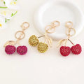 Hot Sale Creative Bag Pendant Rhinestone Cherry Fruit Keychain for Women