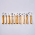 CPatrick 10pcs Wooden Handle Clay Sculpture Loop Pottery Tool with Different Shape