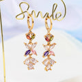 2023 Colorful Shiny Zircon Earrings Flower Shape Women Drop Gold Plated Earring Ladies Gift Jewelry Wholesale