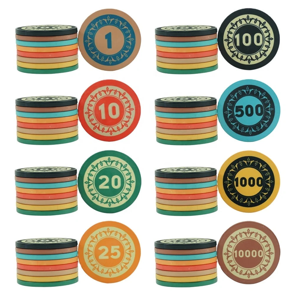 Ascona Poker Chips 1000 of Ceramic Poker Chip with Free Design and Free Samples Professional Factory Supply for Casino Game