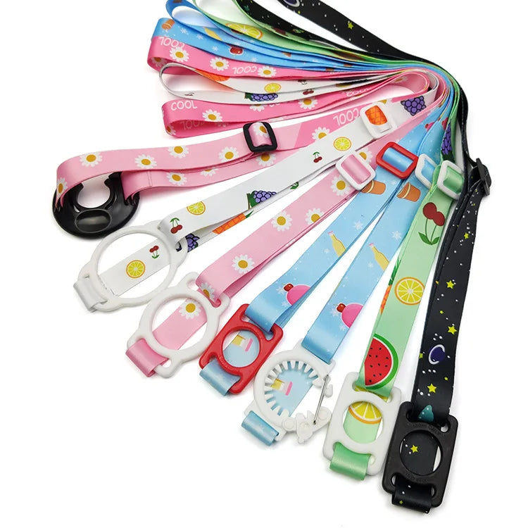 Custom Eco-Friendly Durable Colorful Outdoor Travel Water Bottle Holder Tool Lanyard Polyester Shoulder Strap Plastic Adjustable