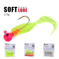 3.75g 7 Pieces/bag 3 Different Colors T Tail Soft Lure Head Jig Hook Fishing Lure for Big Fish