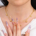 Chris April Waterproof Fashion Jewelry PVD Gold Plated 316L Stainless Steel Minimalist bar and Beads Chain Necklace
