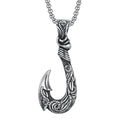 Vintage Children's Orthodox Stainless Steel Silver Plated Celtic Fish Hook Pendant Necklace Punk Hip Hop Nordic Jewelry