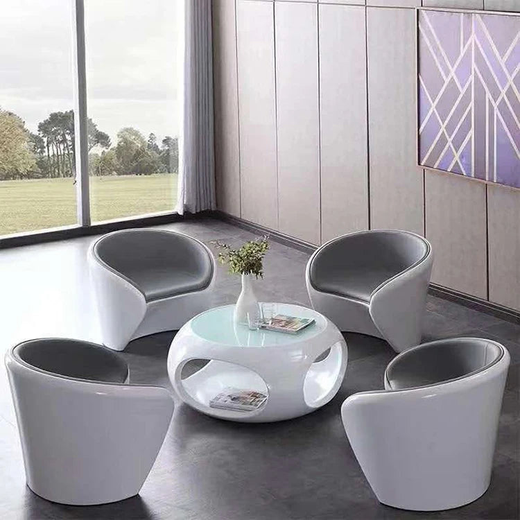 Business Office Furniture Set Simple Negotiate Reception Chair Coffee Table Glass Fiber Reinforced Plastic Frame for Meetings