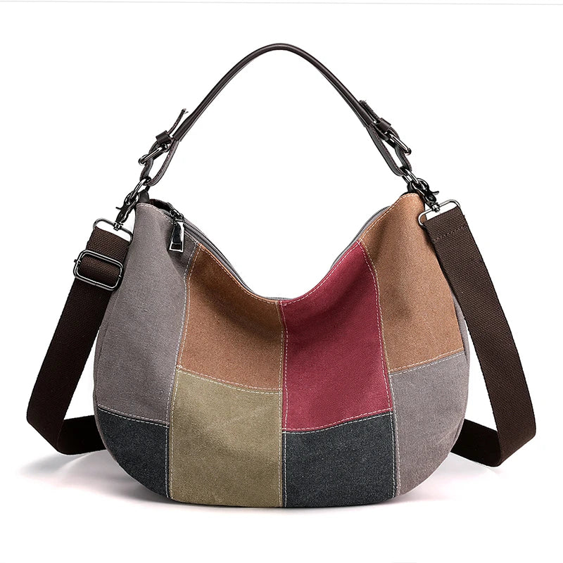 2022 Trendy Cheap Retro Lightweight Handbag for Women Ladies Patchwork Tote Canvas Simple Custom Casual Handbag