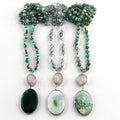 New Women Boho Green Style Crystal Glass Beads Necklace Natural Stone Druzy Gemstone Oval Imperial Pendant Necklace