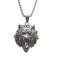 SC Fashion Wolf Necklace Silver Plated Box Chain Hip Hop Punk Necklace Polished Angry 3D Wolf Head Animal Pendant Necklace Men