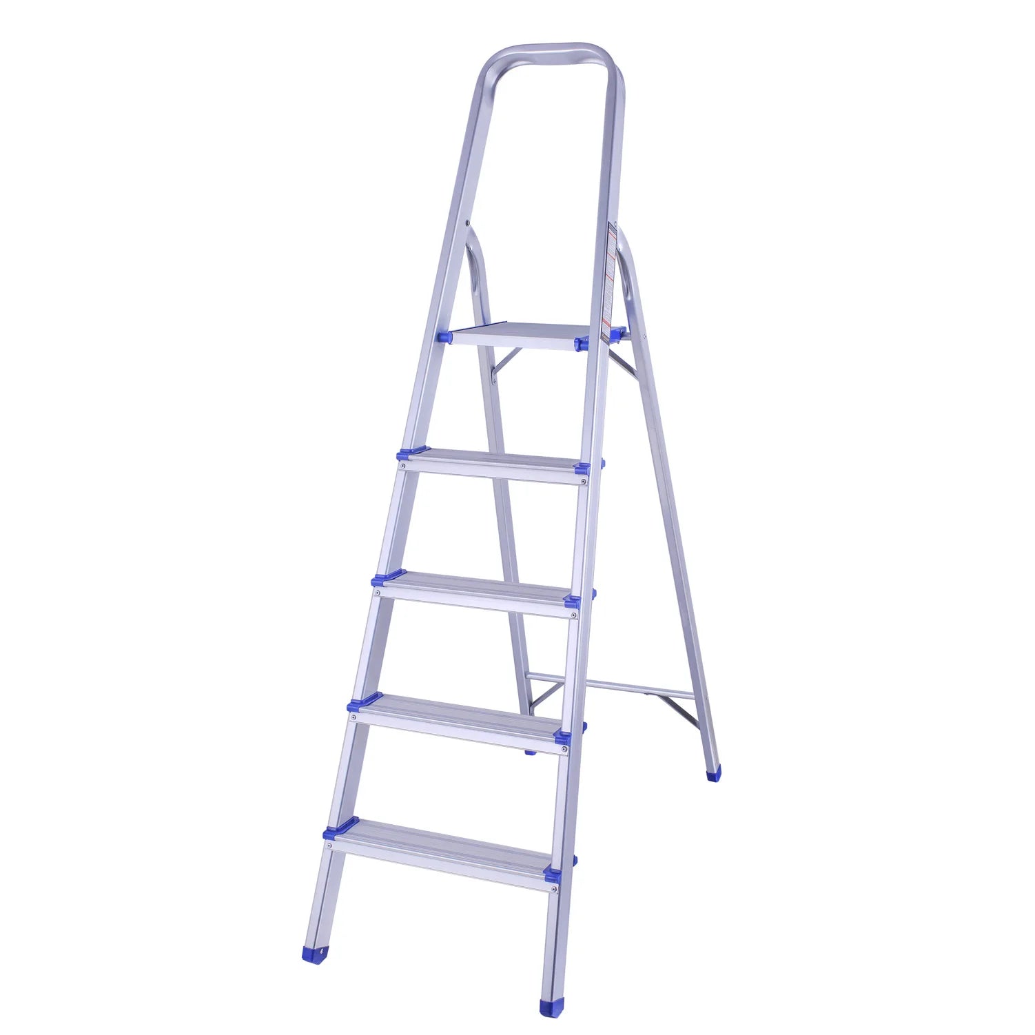 5-step Aluminum Folding Ladder with Handrails Portable Double-sided Ladder for Household Use