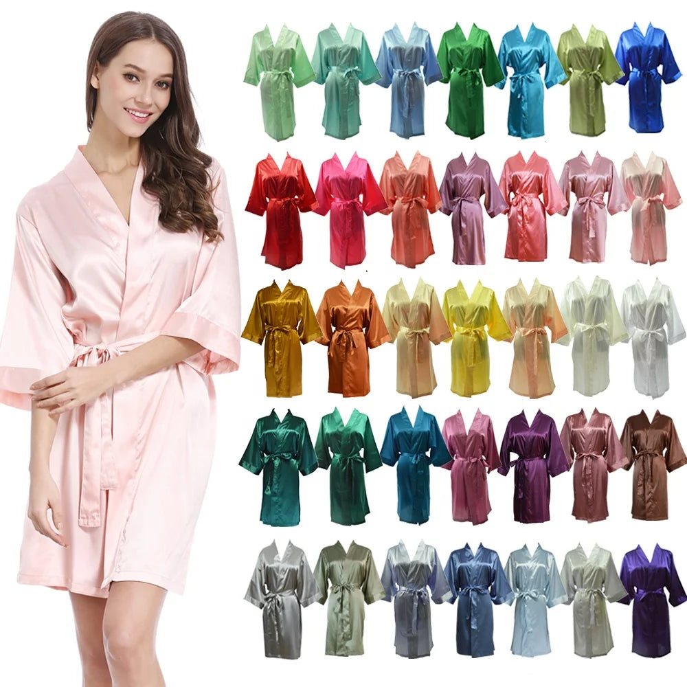 High-quality Hot Sale Satin Silk Robes for Women Home Wear Bride Bridesmaid Wedding Bridal Shower Satin Nightgown