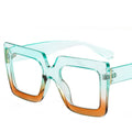 European and American Unisex Fashion Double Color Transparent square Large Frame Sunglasses