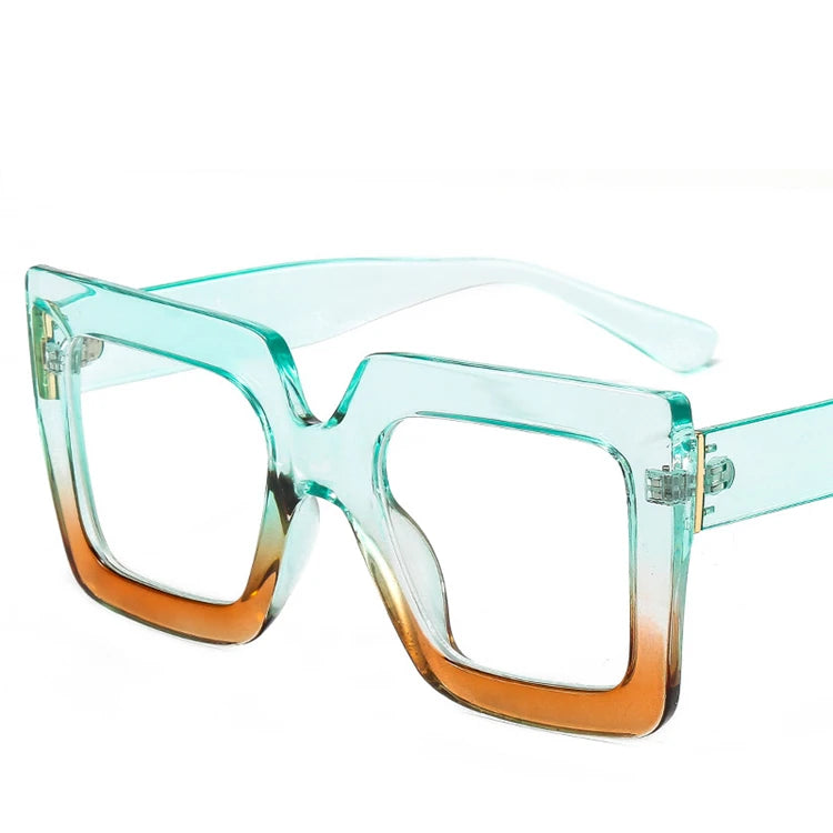 European and American Unisex Fashion Double Color Transparent square Large Frame Sunglasses