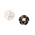 Black White Enamel Flower Charms Golden Plated Rose Flower for Earrings Button Making