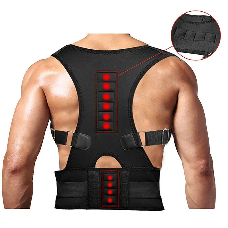Adjustable Upright Royal Back Shoulder & Back Brace Spine Support Posture Corrector Hunchback Correction Belt with 10 Magets