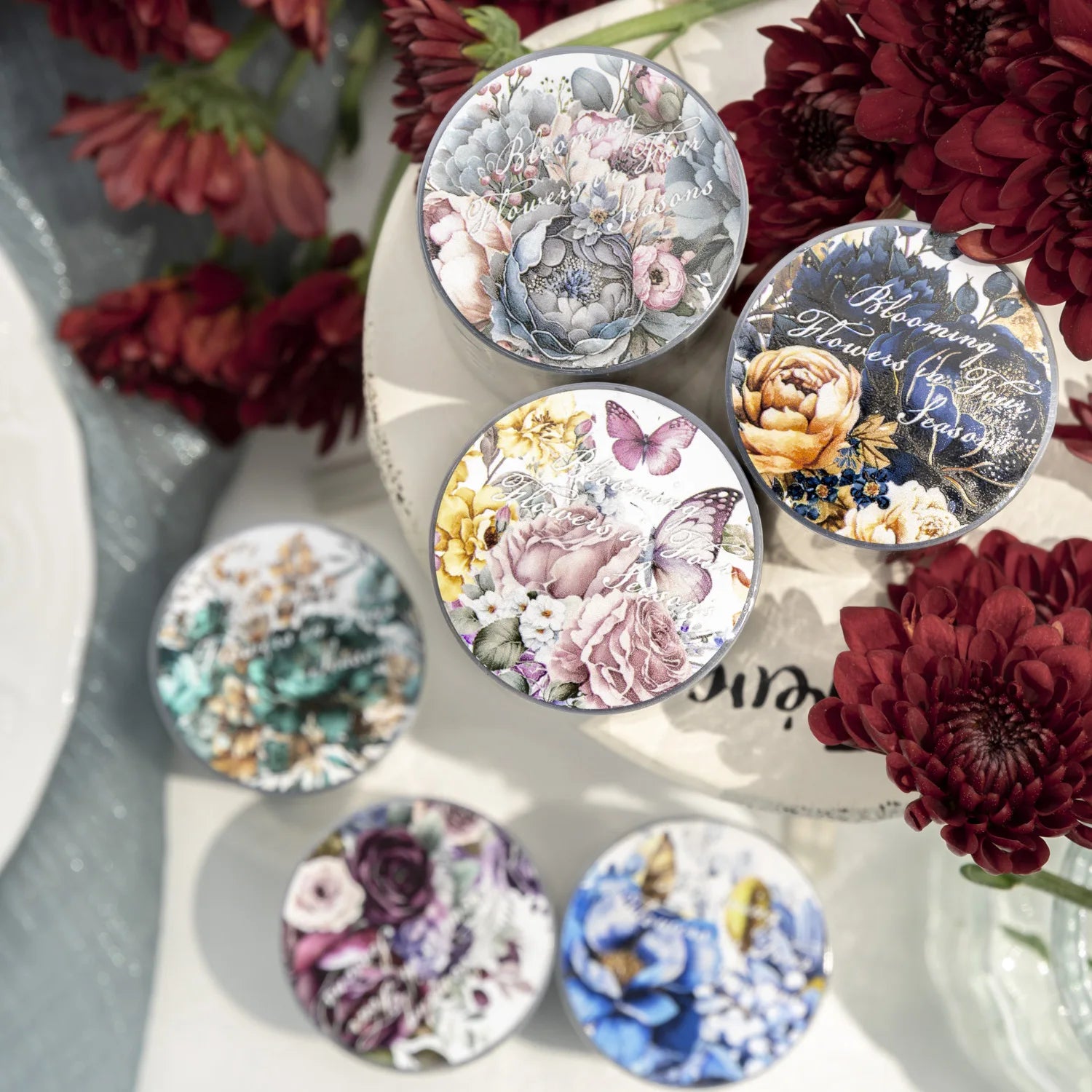 2M/Roll PET Tape Flowering Seasons Series Plants Layout Material Recycled Stickers