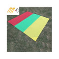 Fashionable 3 Colors Splicing Mini Pocket Sand Proof Beach Blanket Folding Waterproof Travel Picnic Barbecue Rug with Hook Nails