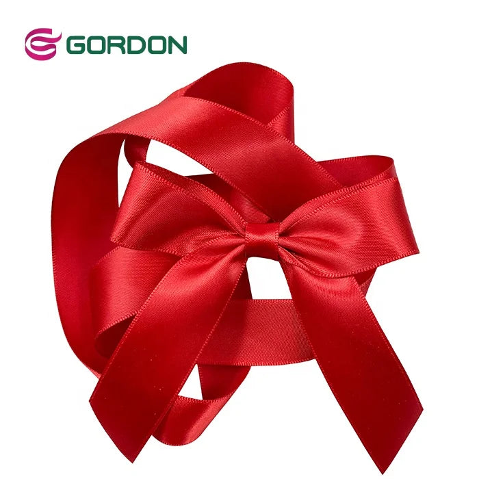 Gordon Ribbons Pre-tied Polyester Satin Ribbon Bow with Stretch Loop 19mm Width 10x11cm Size for Gift Packaging