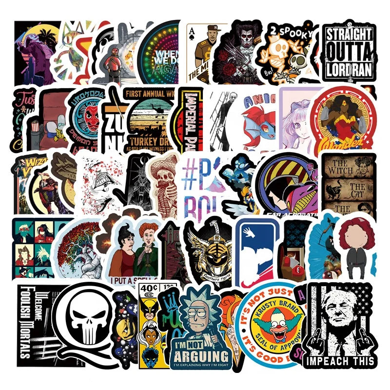 50Pcs No Repeat Fashion Tide Cool Trend Washi Label Home Decoration Helmet Motorcycle Car Wall Phone Case DIY Stickers