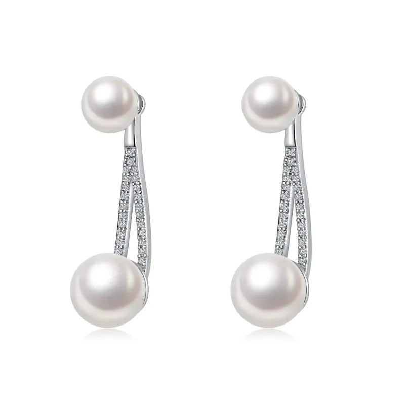 Copper Imitation Pearl Nail Rhodium Plating Trendy Elegant Drop Style Brass Stud Earrings