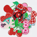 Red Cartoon Fruit Cherry Bow Patch Cherry Fruit Embroidery Twill Iron on Patches Custom Embroidered Patches for Clothing Hat