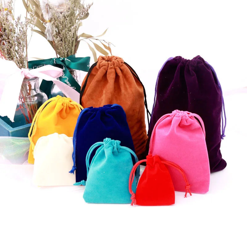 Mini Velvet Drawstring Gift Bag Custom Logo Colorful Wedding Cosmetic Packaging Pouch for Necklaces Watches Glasses Dust-proof