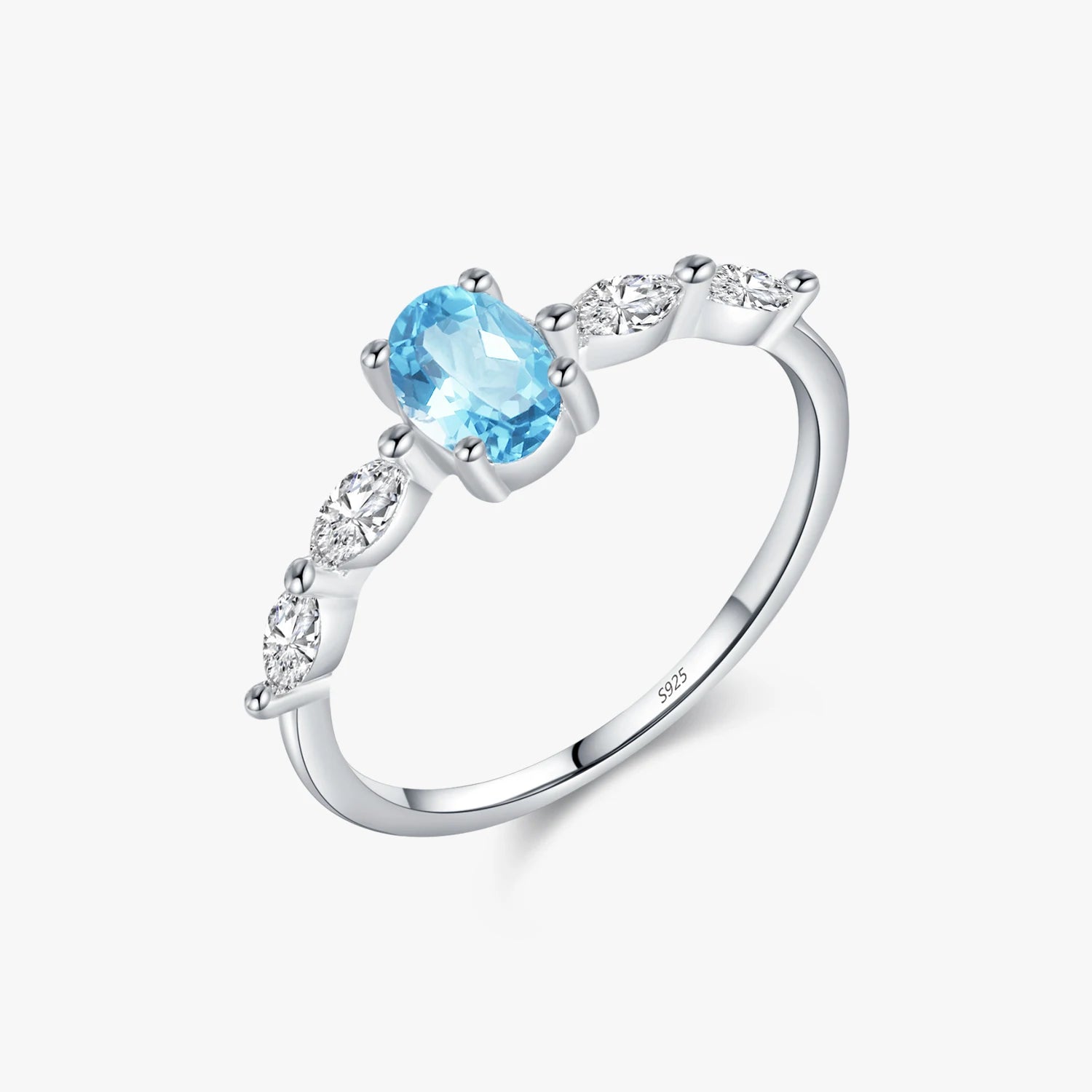 925 Sterling Silver Exquisite Oval Cubic Zirconia Charming Finger Rings for Women Girls Party Fine Jewelry Accessories