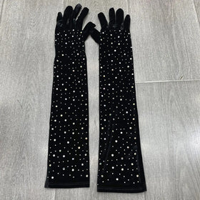Fashion Velvet Lengthening Gloves Female Five Fingers Hot Diamond Banquet Performance Velvet Flashing Diamond Wedding Arm Cover