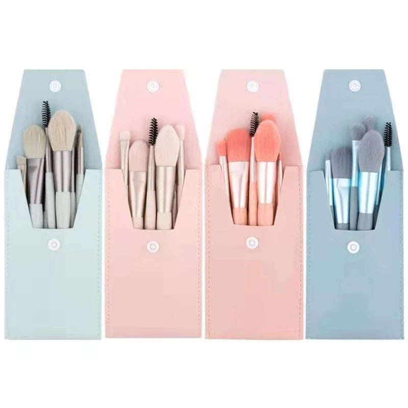 8PCS Customized Mini Makeup Brushes Set Professional Soft Fiber Brush With a Bag Portable Foundation Eyeshadow Concealer Brush