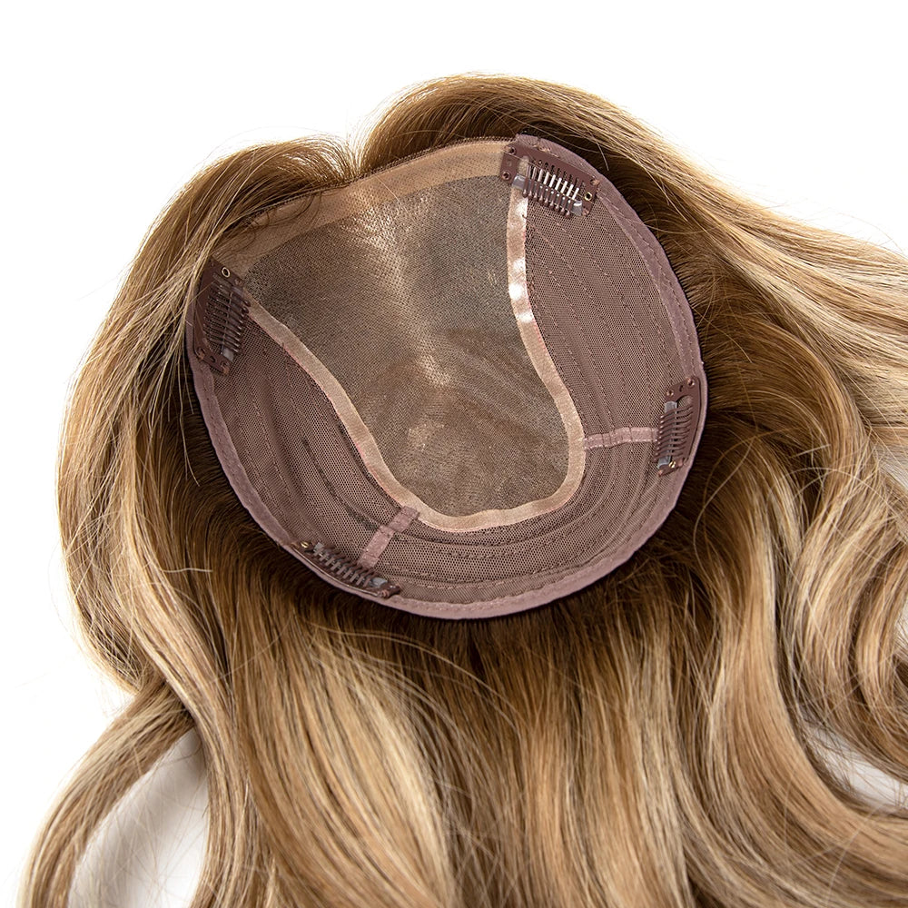 6x7  Inch Wavy Toppers Wholesale European Russian Virgin Human Hair Pieces 12A Natural Soft Mono Lace Topper for White Women