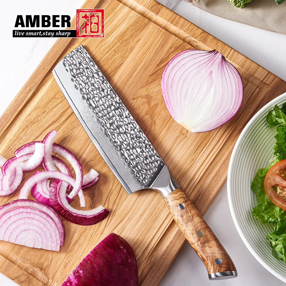 Professional Vg10 Damascus Steel Kitchen Knife Full Tang Nakiri Knives Kitchen Chef Knife with Wooden Handle