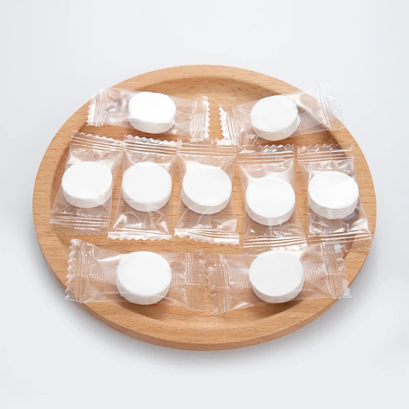 Disposable Towel Tablets 100PCS Mini White Soft Nonwoven Biodegradable Cotton Towel Outdoor Travel Compressed Towel