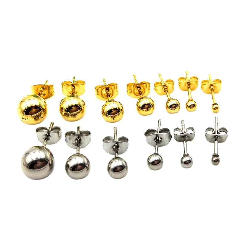 Hypoallergenic Ball Stud Earring Posts With Backs Stainless Steel Ball Studs Earrings Jewelry for Women