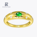 Rochime Green Chalcedony Jade Gemstone Diamonds Rings Women S925 Silver 18k Gold Plated Ring Fine Jewelry